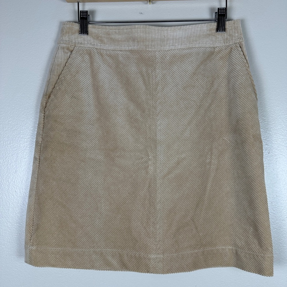 Boden Women's 4R Skirt Beige Corduroy A-Line Mini Pockets Zip Back